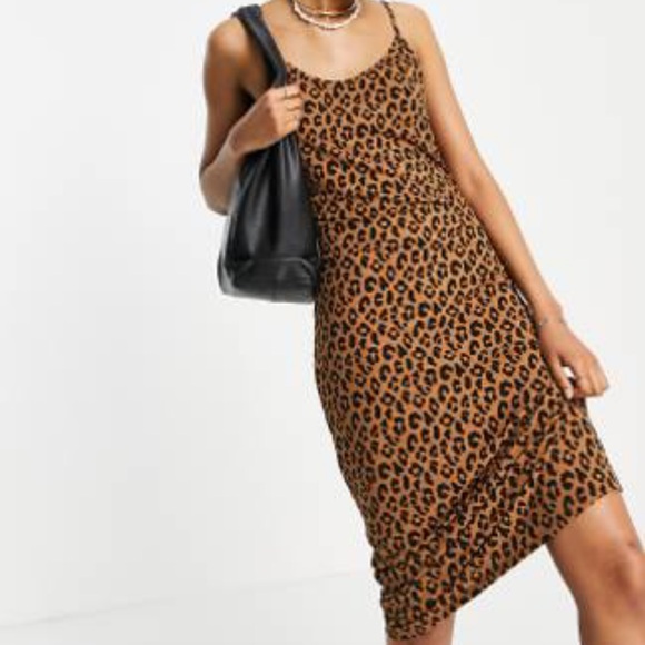 VILA Brown Leopard Print Midi Dress - Picture 4 of 4